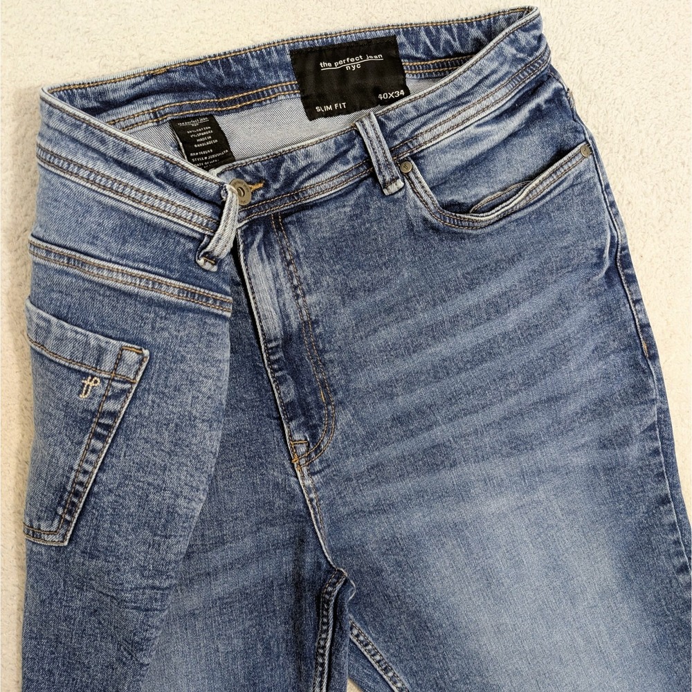 NYC The Perfect Jean Men's Slim Fit Blue 40x34 $120! Stretchy Med Wash